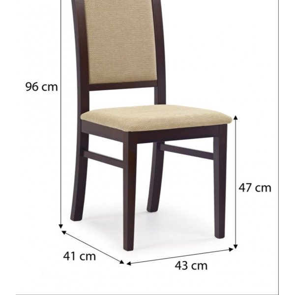 Chaise de salle à manger Gille - Beige/noyer foncé Chaise de salle à manger Gille - Beige/noyer foncé