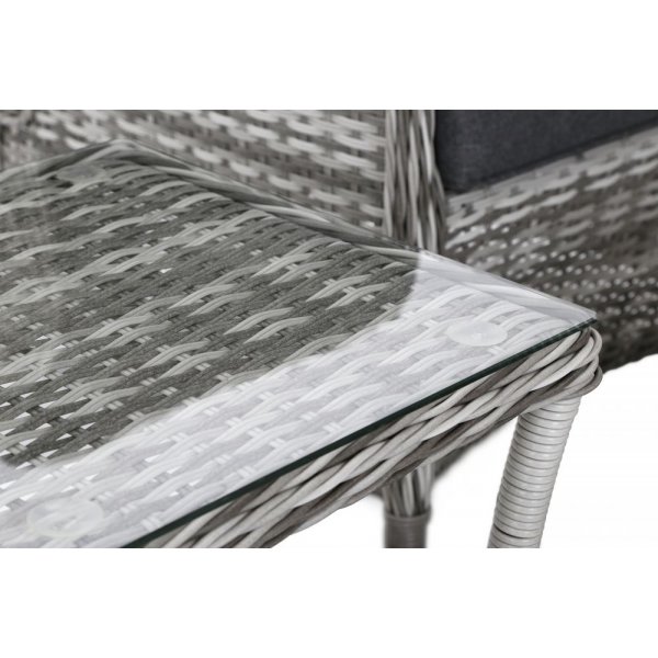 St�llbar f�t�lj Sofia med fotpall & bord - Gr�/gr� melerad