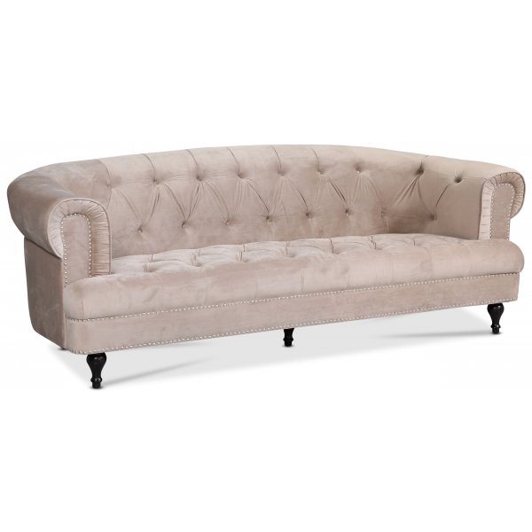 Chesterfield Oxford 3-sits soffa - Beige sammet Chesterfield Oxford 3-sits soffa - Beige sammet