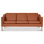 Salvatore 3-sits ldersoffa - Cognac (lder) / Ljust tr