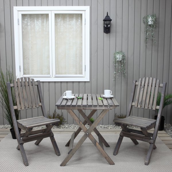 Table de groupe d'extrieur Wilma 65 x 65 cm avec 2 chaises Visby - Gris