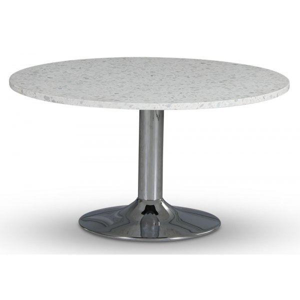 Empire matbord 105 cm - Terrazzo Bianco / Kromad trumpetfot