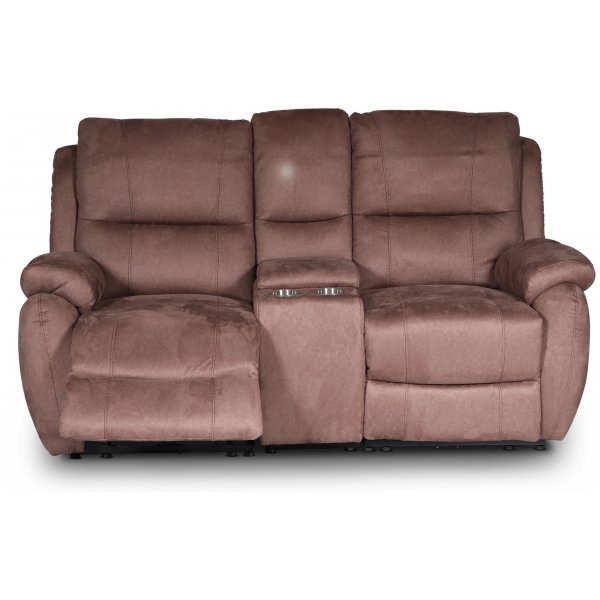 Canap Enjoy Hollywood Cinema - Fauteuil inclinable 2 places (lectrique) en tissu microfibre marron