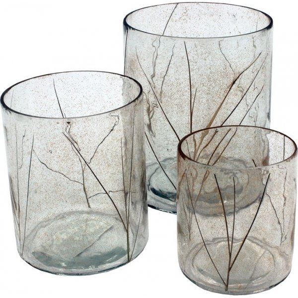 Saga ljuslykta 3-pack, 10 x 12 cm/8 x 10 cm/7 x 8 cm - Glas