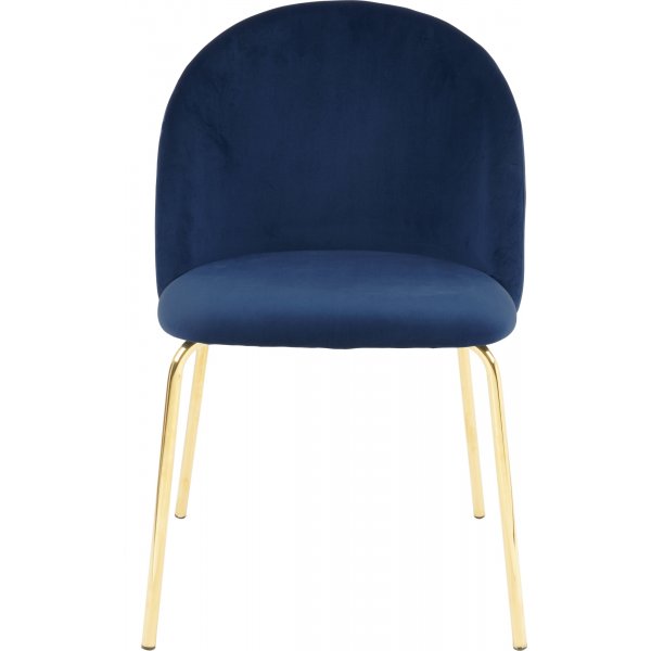Stol i blå velvet med guldiga ben Stol i blå velvet med guldiga ben