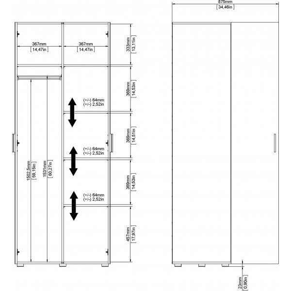 Armoire Pepe avec 2 portes - Chne/blanc