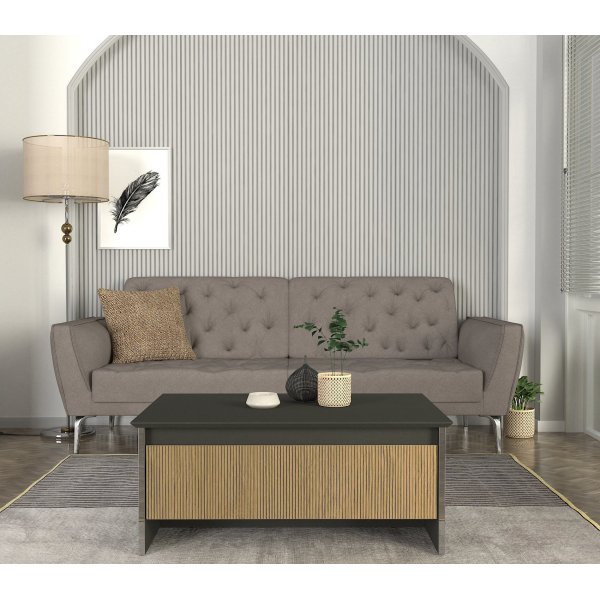 Poem soffbord 90 x 60 cm - Antracit/valnöt Poem soffbord 90 x 60 cm - Antracit/valnöt