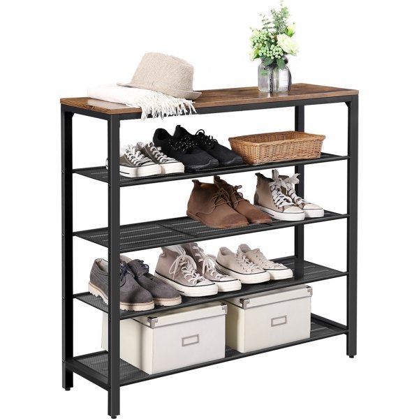 Jussi skohylla 100 x 92,5 cm- Brun/svart