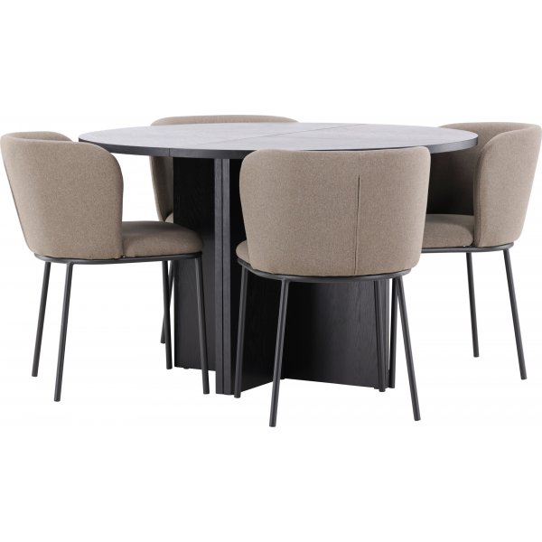 Matbord Strada med 4 st Edina stolar - Brun/svart + 3.00 x Mbeltassar