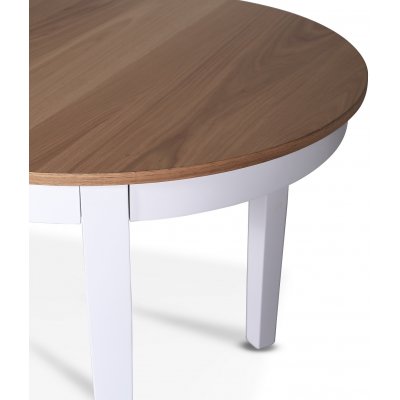 Fr matgrupp; matbord 160/210x90 cm - Vit / oljad ek med 4 st Fr stolar med svart PU-sits