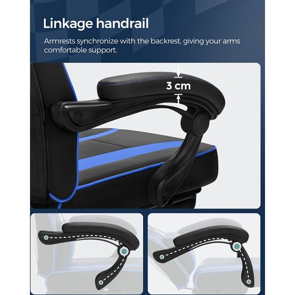 Chaise de bureau Vilhelm - Noir/bleu Chaise de bureau Vilhelm - Noir/bleu