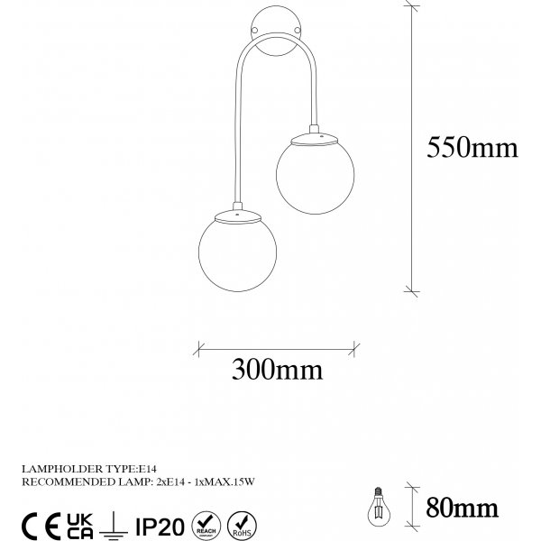 Klenod wandlamp 10570 - Zwart