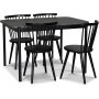 Wayne eetgroep 120x80 cm incl. 4 Castor zwarte sledestoelen - Grijze marmerfolie + Vlekverwijderaar voor meubels