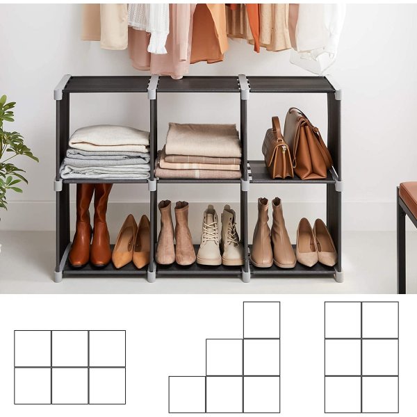 Kasper hylla 6 fack - Svart/grå Kasper hylla 6 fack - Svart/grå