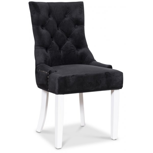 Paris matgrupp vitt bord med 4 st Tuva Decotique stolar i svart sammet med rygghandtag