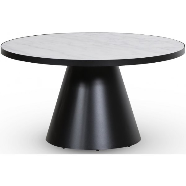 Zero soffbord runt 85 cm - Svart / Vit marmor