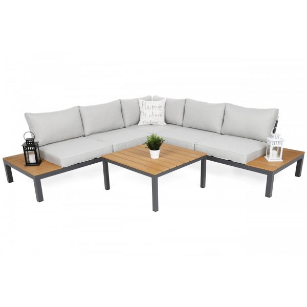 Loungesoffa Belair med bord - Grå/ljusgrå Loungesoffa Belair med bord - Grå/ljusgrå