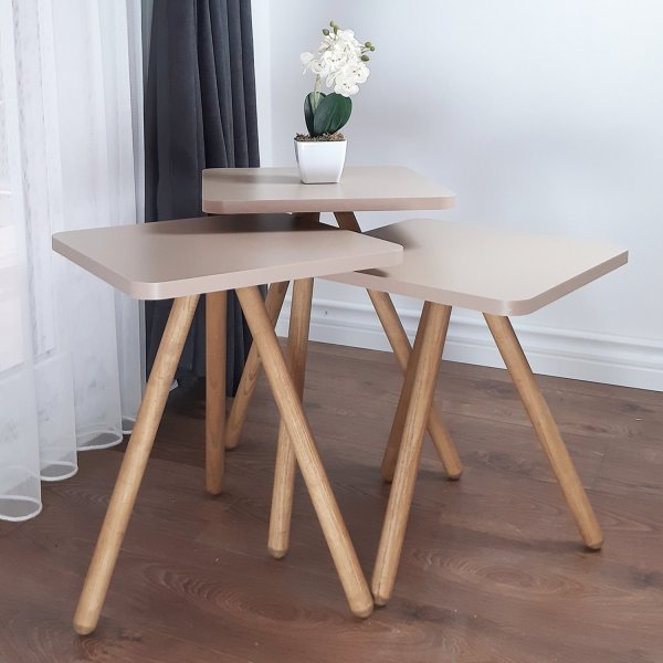 Triple batch tafel 34 x 34 cm - Cappuccino