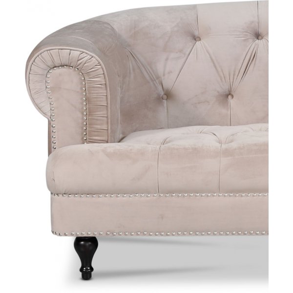 Chesterfield Oxford 3-sits soffa - Beige sammet Chesterfield Oxford 3-sits soffa - Beige sammet