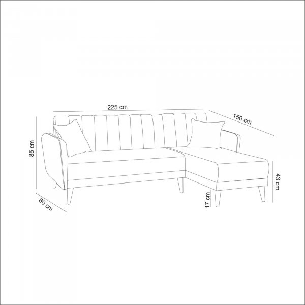 Aqua slaapbank rechts - Grijs Aqua slaapbank rechts - Grijs