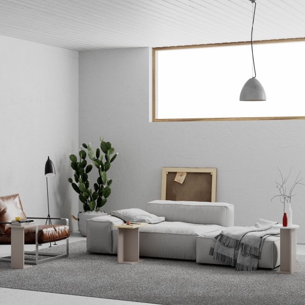 Mund satsbord 51 x 13 cm - Ljus mocka/ek/vit