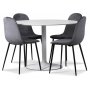 Seat matgrupp, runt matbord med 4 st Carisma sammetsstolar - Vit/Gr
