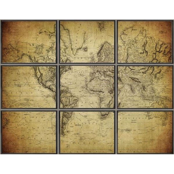 Tavla The World vrldskarta 180x120 cm - Svart ram