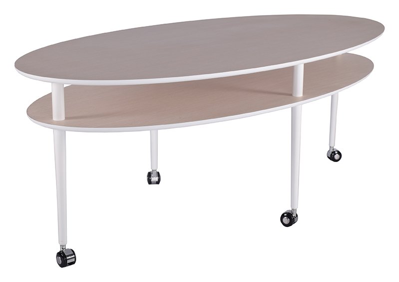 Casper soffbord ellips 140 x 70 cm - Vit / ljus ek + Möbeltassar - Soffbord i trä, Soffbord, Bord