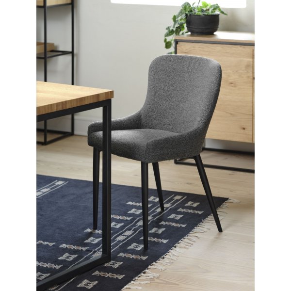 Chaise de salle à manger Boss en tissu bouclé gris foncé Chaise de salle à manger Boss en tissu bouclé gris foncé