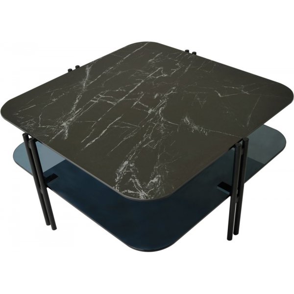 Hayes soffbord 80 x 80 cm - Svart keramik/glas Hayes soffbord 80 x 80 cm - Svart keramik/glas