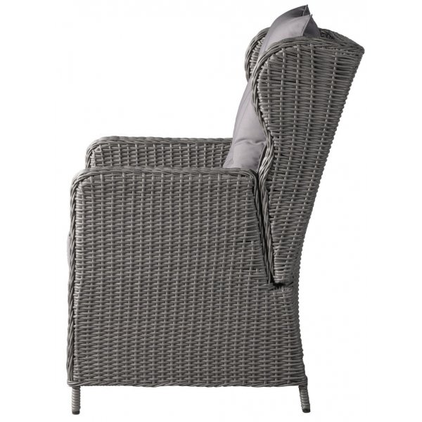 California utemöbelgrupp med recliner soffa, fåtöljer och bord - Grå konstrotting California utemöbelgrupp med recliner soffa, fåtöljer och bord - Grå konstrotting