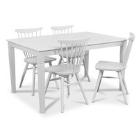 Mellby matgrupp 140 cm bord med 4 st vita Thor Pinnstolar - Vit Mellby matgrupp 140 cm bord med 4 st vita Thor Pinnstolar - Vit