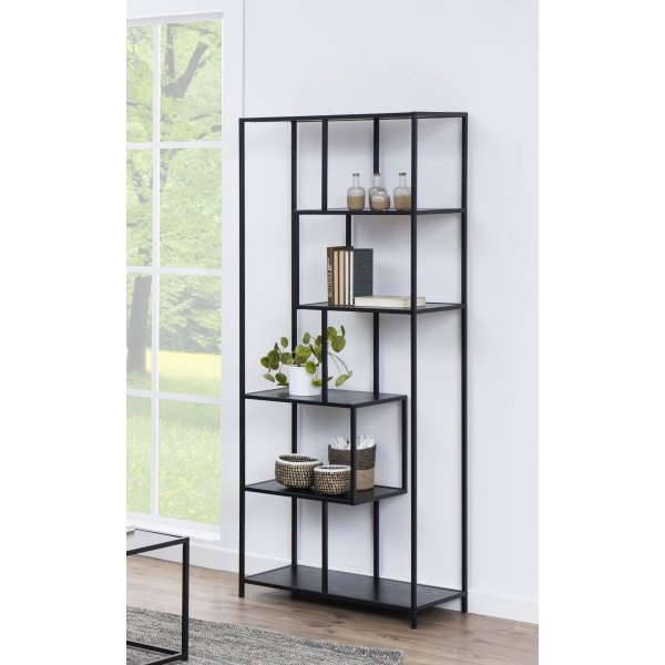 Seaford bokhylla asymmetrisk 77x185 cm - Svart Seaford bokhylla asymmetrisk 77x185 cm - Svart
