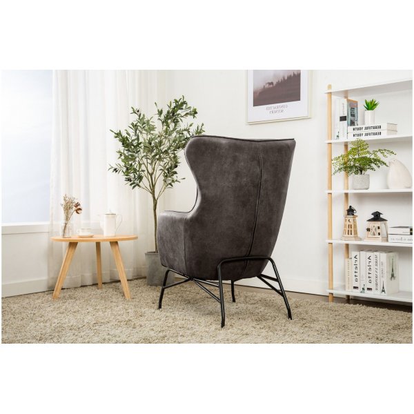 Fauteuil Melker - Noir / marron gris