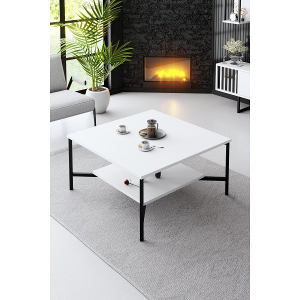 Table basse Erki 80 x 80 cm - Blanc/noir