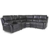 Enjoy recliner-hörnsoffa - 4-sits (el) i grått konstskinn (modell V) Enjoy recliner-hörnsoffa - 4-sits (el) i grått konstskinn (modell V)