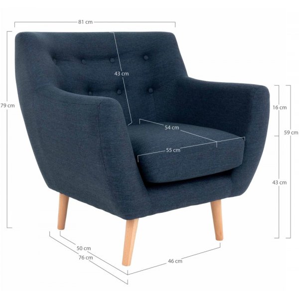 Monte Fåtölj - Mörkblå/bok Monte Fåtölj - Mörkblå/bok