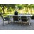 Groupe de restauration en plein air d'Oxford; table grise/blanche 220 cm avec 6 chaises empilables Lincoln vert/beige