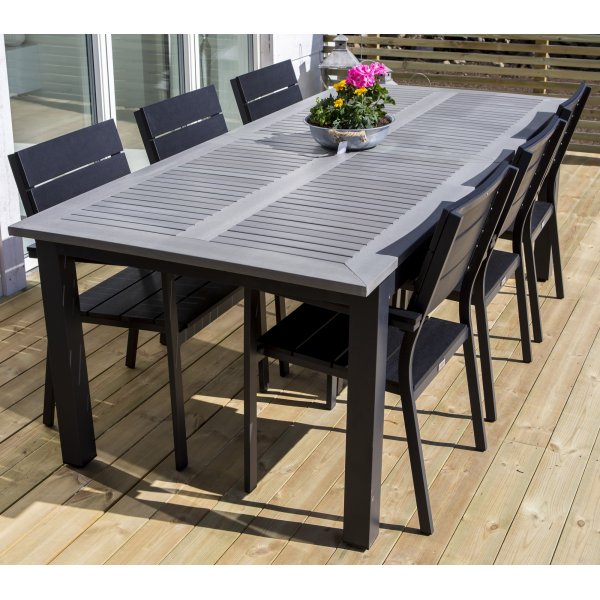 Albany matbord 224-324 x 100 cm - Svart/gr