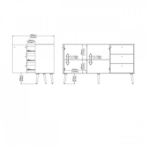 Bodo skänk 2 dörrar + 3 lådor Bodo skänk 2 dörrar + 3 lådor