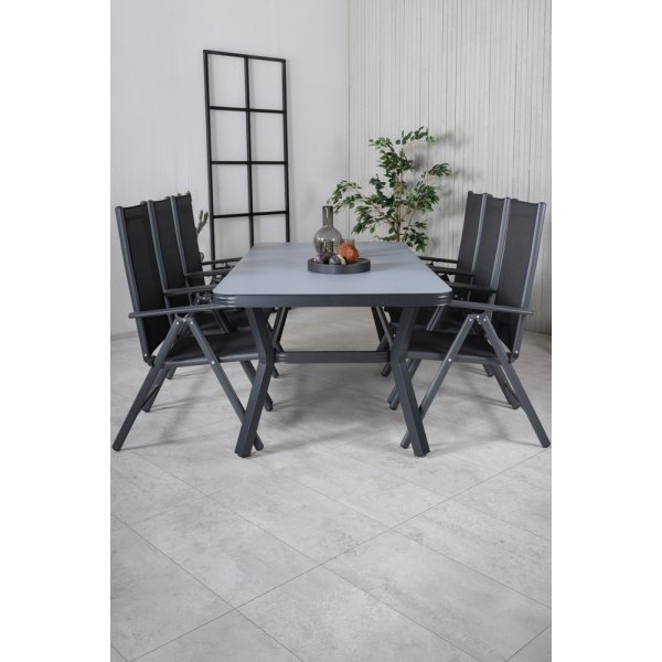 Groupe repas extérieur Virya avec 6 chaises Break - Noir/Gris Groupe repas extérieur Virya avec 6 chaises Break - Noir/Gris
