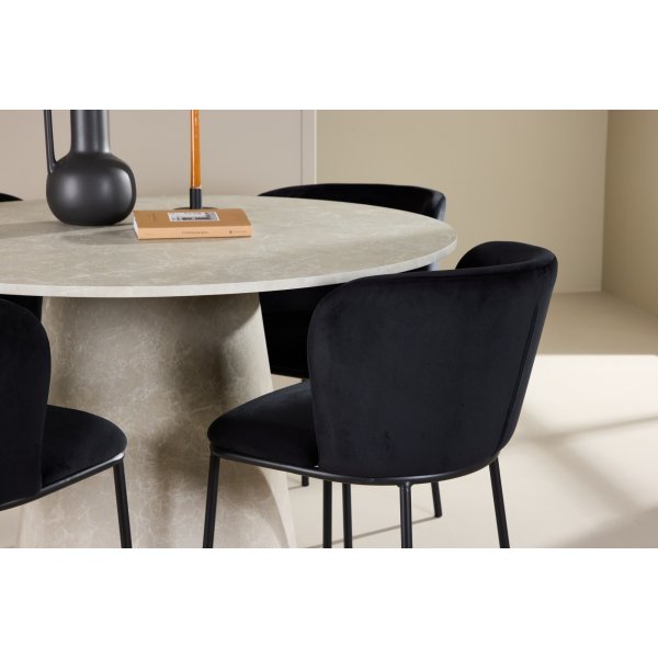 Matbord Lanzo med 4 st Edina stolar - Svart/beige + 4.00 x Stolsdyna Matbord Lanzo med 4 st Edina stolar - Svart/beige + 4.00 x Stolsdyna