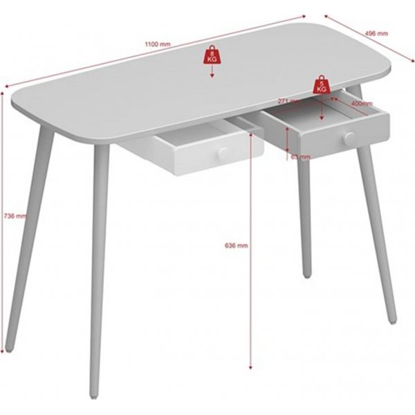 Bureau Gaia 110 x 49,5 cm - Blanc Bureau Gaia 110 x 49,5 cm - Blanc