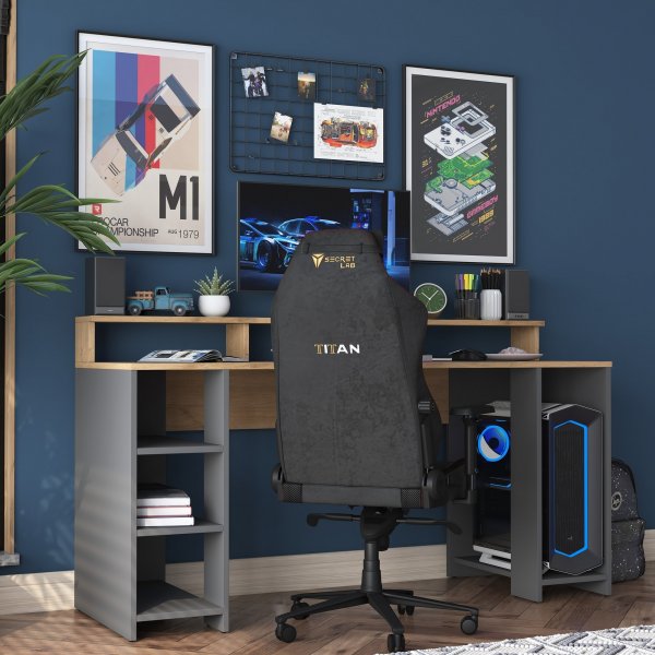 Bureau Hanna 10, 160 x 55 cm - Noyer/anthracite