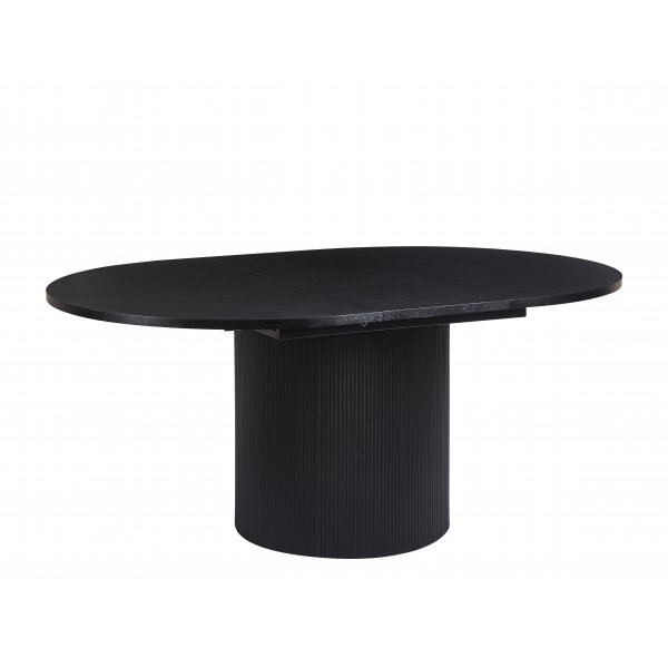 Astrid utdragbart matbord 140-180cm i svartbetsad ek med 4st Brandon karmstol i svart med repsits