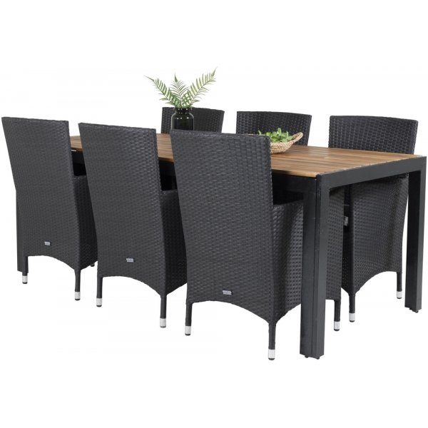 Bois utematgrupp med 6 st Malin stolar - Svart/Gr/Natur