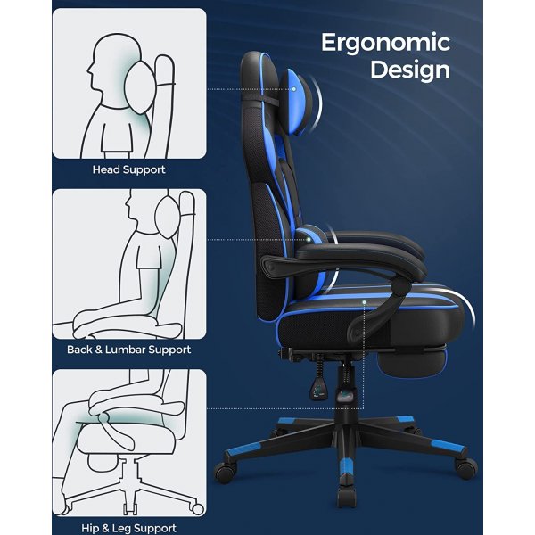 Chaise de bureau Vilhelm - Noir/bleu Chaise de bureau Vilhelm - Noir/bleu