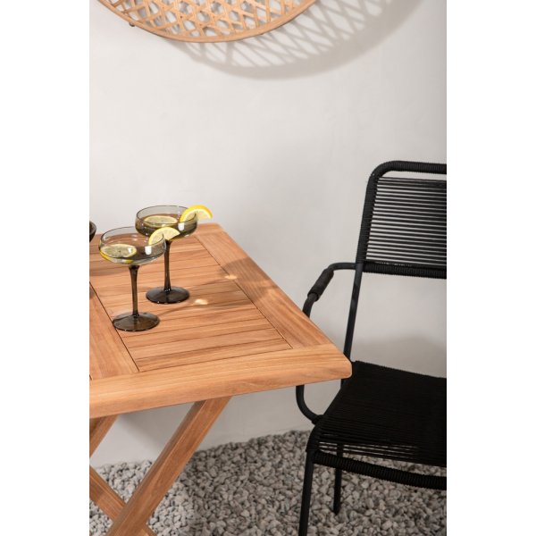 Kenya utematgrupp med 2 st Lindos karmstolar - Svart/Teak