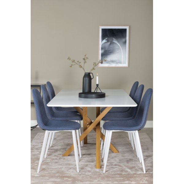 Table  manger Piazza 180 x 90 cm - Blanc/aspect chne