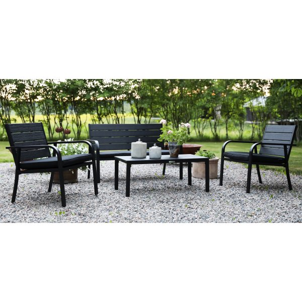 Alesund svart Loungegrupp fr uteplatsen + Textilskydd fr mbler